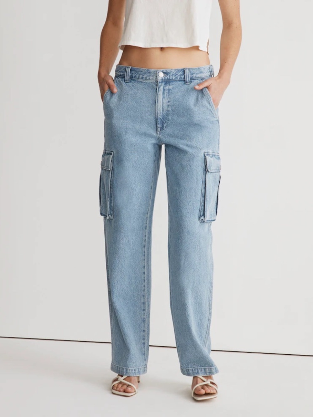 Madewell Low Slung Cargo Wide Leg Jeans 27
